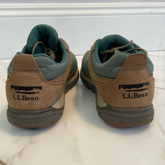 LL Bean, women’s 8, green canvas and brown leather outdoor hiking sneaker low - Picture 4 of 8